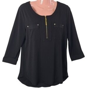 Ellen Tracy Women's Black Blouse Sleeves at 3/4 qrts Lenght Size M‎